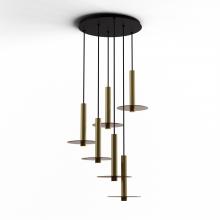 Koncept Inc Canada CMP-C6-S-12-BRS+GTEA9 - Combi Pendant 12" Circular 6 Combo Brass with Matte Black Canopy