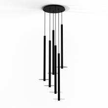 Koncept Inc Canada CMP-C6-S-36-MTB+GDGY9 - Combi Pendant 36" Circular 6 Combo Matte Black with Matte Black Canopy