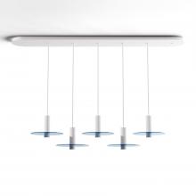 Koncept Inc Canada CMP-L5-S-06-MWT+GBLU9 - Combi Pendant 6" Linear 5 Combo Matte White with Matte White Canopy