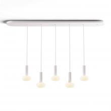 Koncept Inc Canada CMP-L5-S-06-MWT+NA+GLB - Combi Pendant 6" Linear 5 Combo Matte White with Matte White Canopy, Glass Ball attachment, Susp