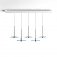 Koncept Inc Canada CMP-L5-S-12-MWT+GBLU9 - Combi Pendant 12" Linear 5 Combo Matte White with Matte White Canopy