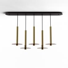 Koncept Inc Canada CMP-L5-S-16-BRS+GTEA9 - Combi Pendant 16" Linear 5 Combo Brass with Matte Black Canopy