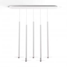 Koncept Inc Canada CMP-L5-S-36-MWT+GCLR9 - Combi Pendant 36" Linear 5 Combo Matte White with Matte White Canopy