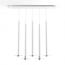 Koncept Inc Canada CMP-L5-S-36-MWT+GDGY9 - Combi Pendant 36" Linear 5 Combo Matte White with Matte White Canopy