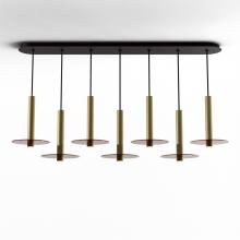 Koncept Inc Canada CMP-L7-S-12-BRS+GTEA9 - Combi Pendant 12" Linear 7 Combo Brass with Matte Black Canopy