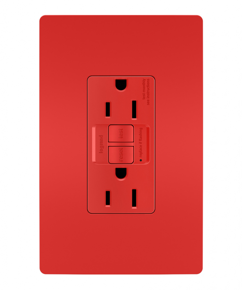 radiant? Spec Grade 15A Self Test GFCI Receptacle, Red