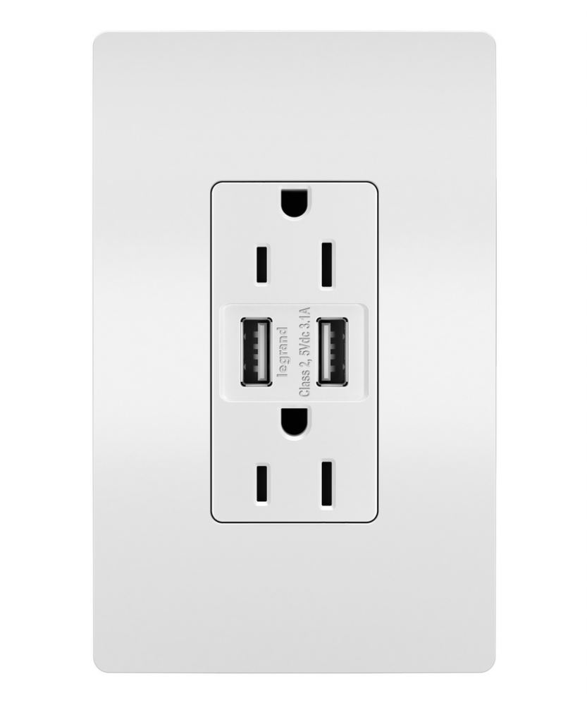 radiant? 15A Tamper-Resistant USB Outlet, White (4 pack)