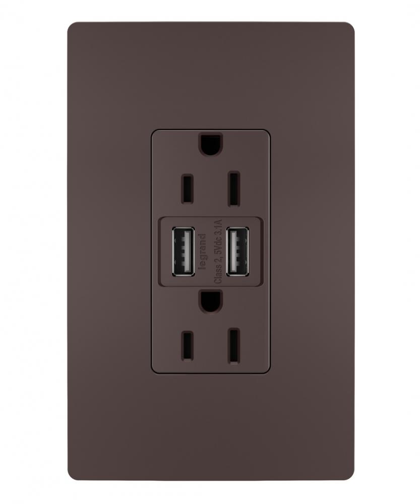 radiant® 15A Tamper-Resistant USB Outlet, Dark Bronze