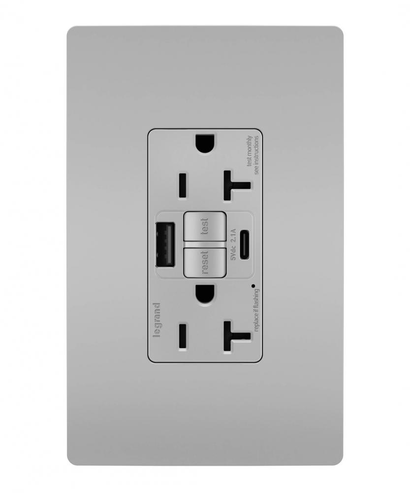 radiant® Tamper-Resistant 20A Duplex Self-Test GFCI Receptacles with SafeLock® Protection, Type A/C 