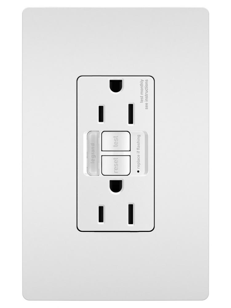 radiant® Tamper-Resistant 15A Duplex Self-Test GFCI Receptacles with SafeLock® Protection and Night 