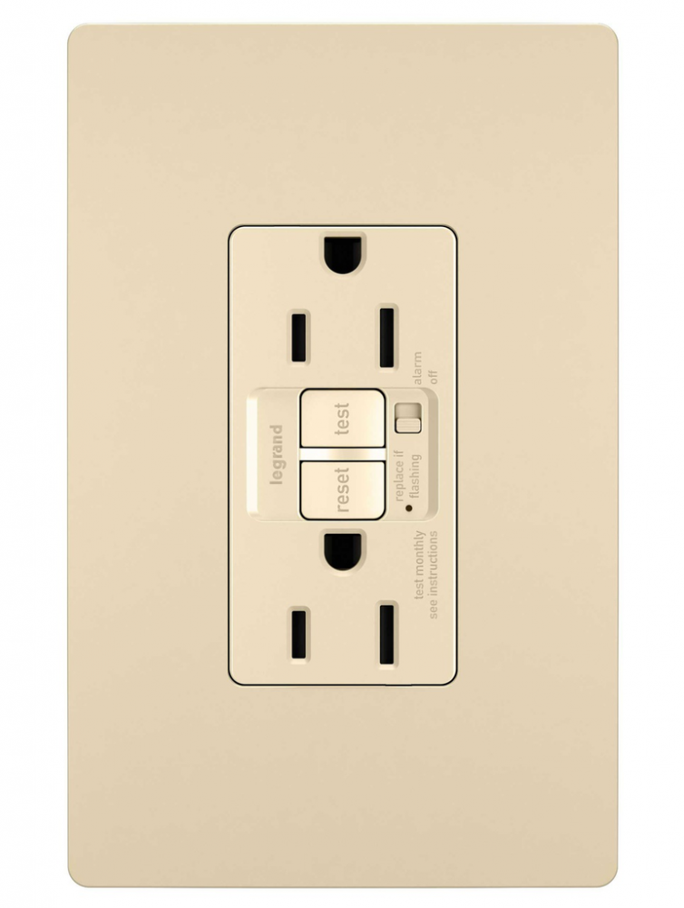 radiant? 15A Tamper Resistant Self Test GFCI Outlet with Audible Alarm, Ivory (4 pack)