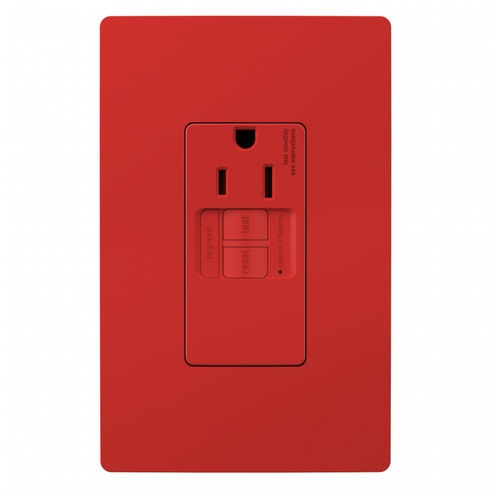 radiant? 15A Tamper-Resistant Self-Test Simplex GFCI Outlet, Red (10 pack)