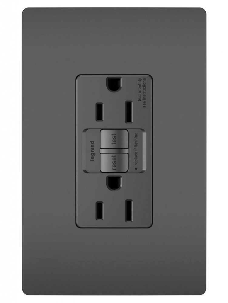 radiant? Spec Grade 15A Self Test GFCI Receptacle, Black (12 pack)