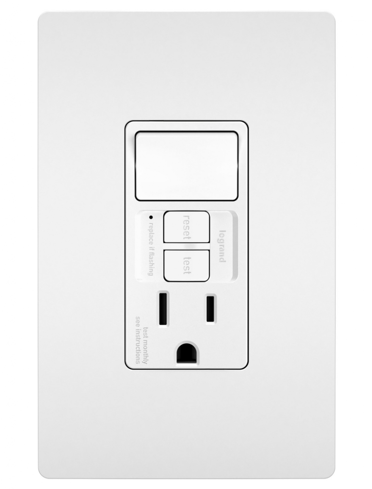 radiant® Combination Single Pole Switch and Tamper-Reistant 15A Duplex Self-Test GFCI Receptacles wi