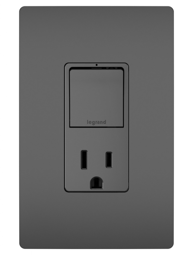 radiant® Single Pole/3-Way Switch with 15A Tamper-Resistant Outlet, Black