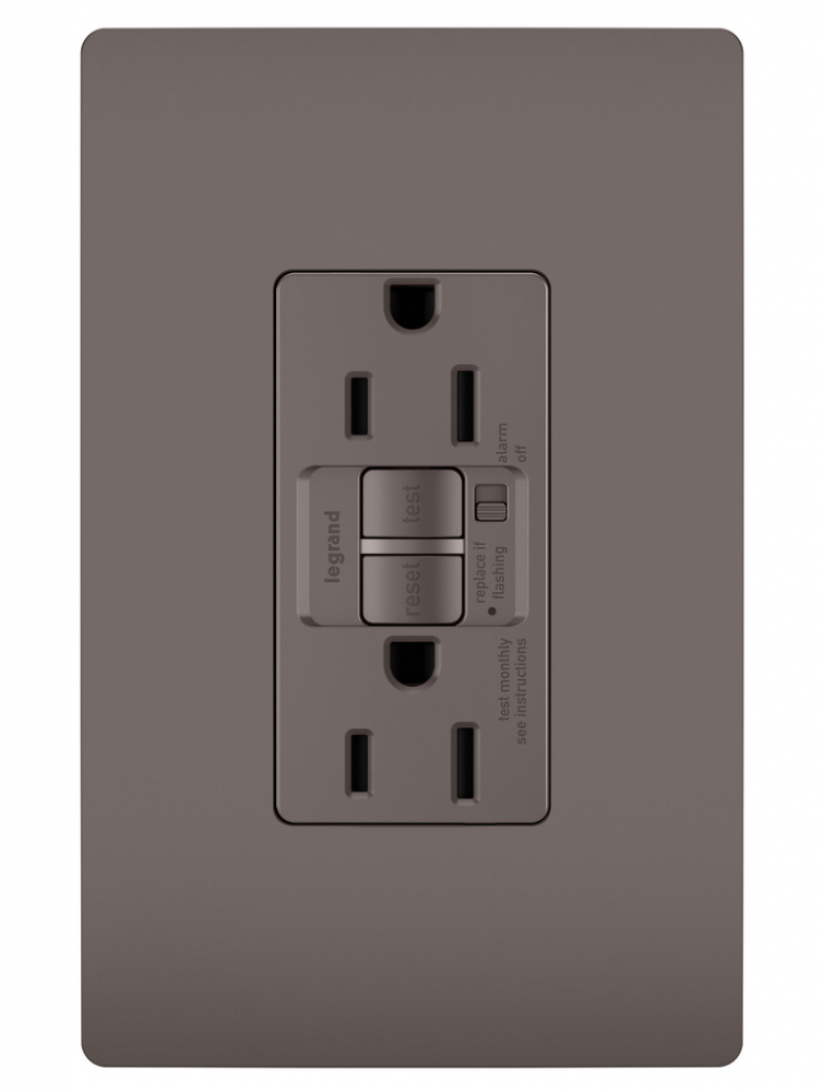 radiant® Tamper-Resistant 15A Duplex Self-Test GFCI Receptacles with SafeLock® Protection, Brown