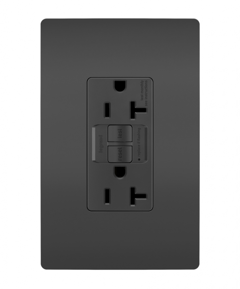 radiant? Spec Grade 20A Self Test GFCI Receptacle, Black (12 pack)