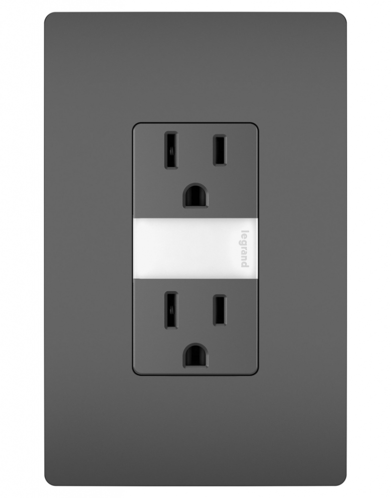 radiant® 15A Tamper-Resistant Outlet with Night Light, Black (6 pack)