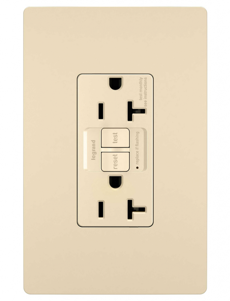 radiant? Spec Grade 20A Self Test GFCI Receptacle, NAFTA Compliant, Ivory