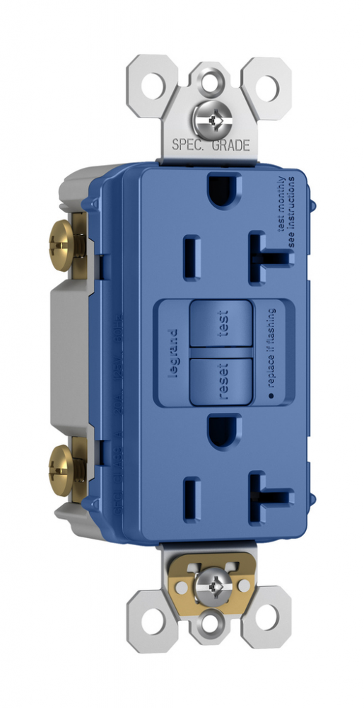 radiant? Spec Grade 20A Self Test GFCI Receptacle, NAFTA Compliant, Blue