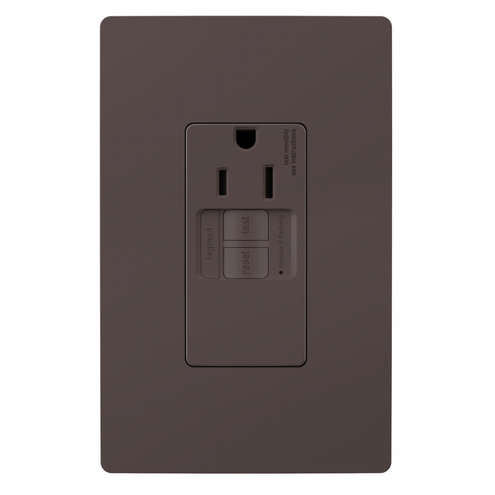 radiant® Tamper-Resistant 15A Simplex Self-Test GFCI Receptacles with SafeLock® Protection, Brown (10 pack)