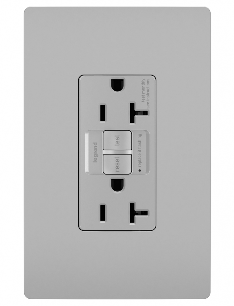 radiant? Spec Grade 20A Self Test GFCI Receptacle, NAFTA Compliant, Gray