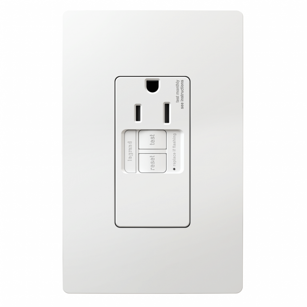 radiant? 15A Tamper-Resistant Self-Test Simplex GFCI Outlet, White