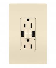 Legrand Radiant 1597TRUSBAALA - radiant® Tamper-Resistant 15A Duplex Self-Test GFCI Receptacles with SafeLock® Protection, USB Type 