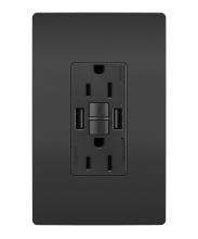 Legrand Radiant 1597TRUSBAABK - radiant® Tamper-Resistant 15A Duplex Self-Test GFCI Receptacles with SafeLock® Protection, USB Type 