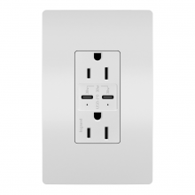 Legrand Radiant R26USBPDW - radiant® 15A Tamper Resistant Ultra Fast PLUS Power Delivery USB Type C/C Outlet, White