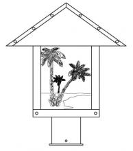 Arroyo Craftsman TRP-12PTM-BK - 12" timber ridge post mount with palm tree  filigree