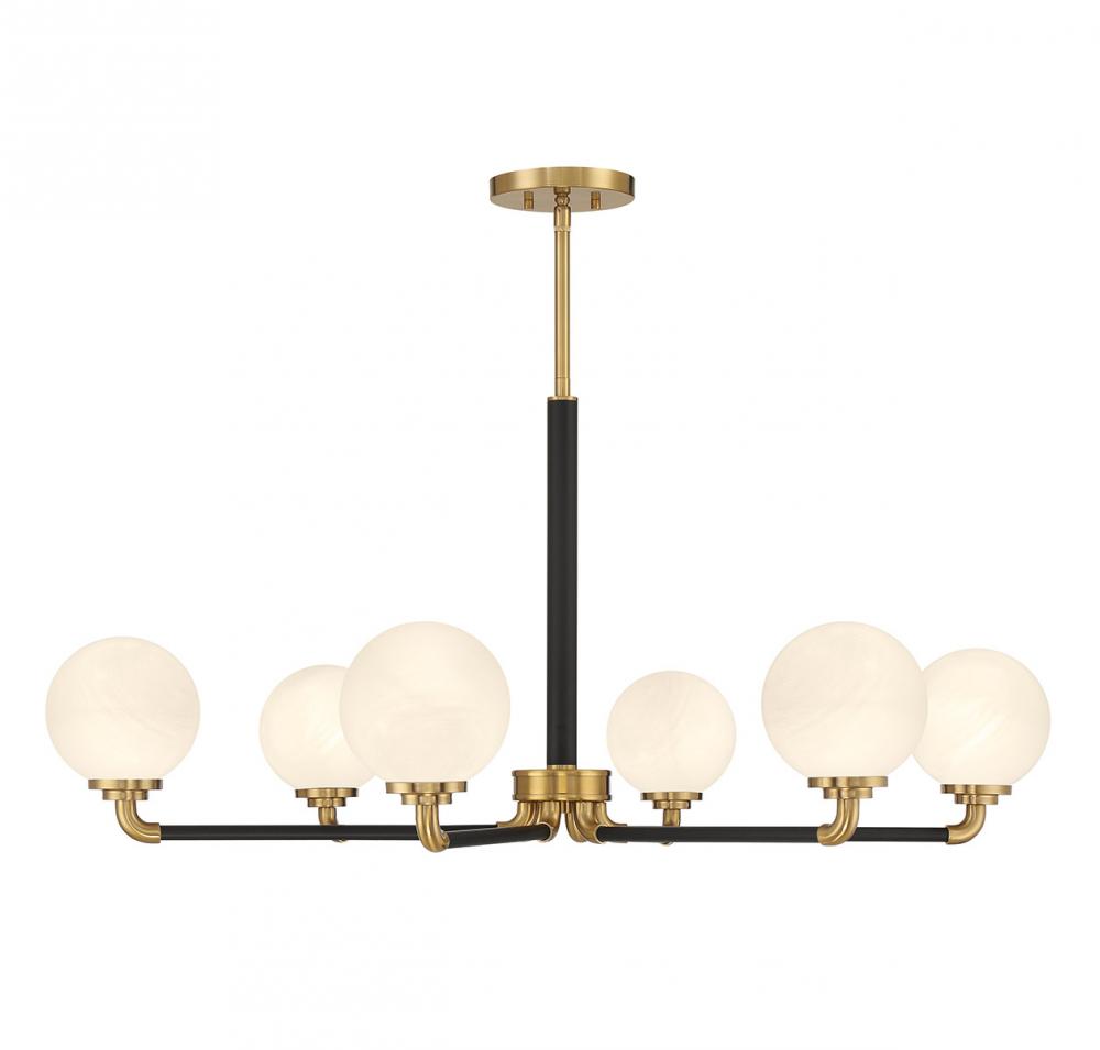 Dresden 6-Light Chandelier in Matte Black with Warm Brass Accents