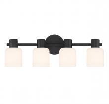 Lighting One US V6-L8-9022-4-BK - Strand 4-Light Bathroom Vanity Light in Matte Black