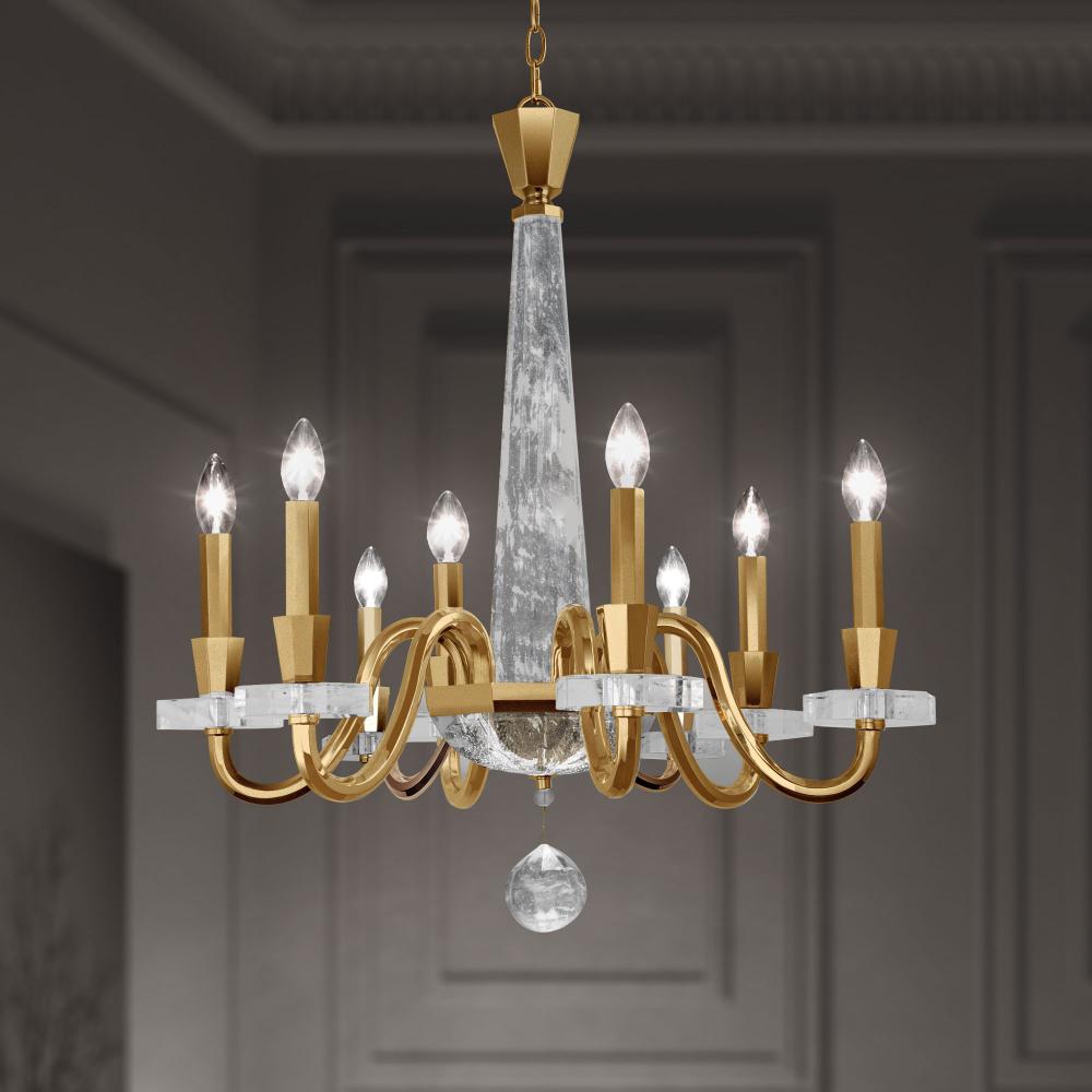 Amadeus 8 Light 120V Chandelier in Heirloom Bronze with Optic Haze Quartz