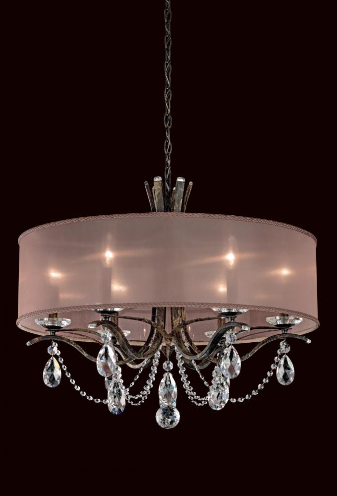 Vesca 6 Light 120V Chandelier in Heirloom Bronze with Clear Radiance Crystal and Gold Shade