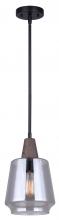 Canarm IPL2040B01BKW - DANTE, IPL2040B01BKW, MBK + Faux Wood, 1 Lt Rod Pendant, Smoked Glass, 60W Type A