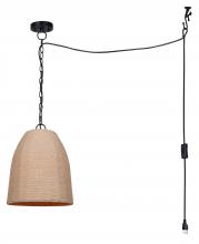 Canarm IPL2113B01BKR - MALMO 60-Watt 1 Light Matte Black Casual Pendant with Rope Rope Shade