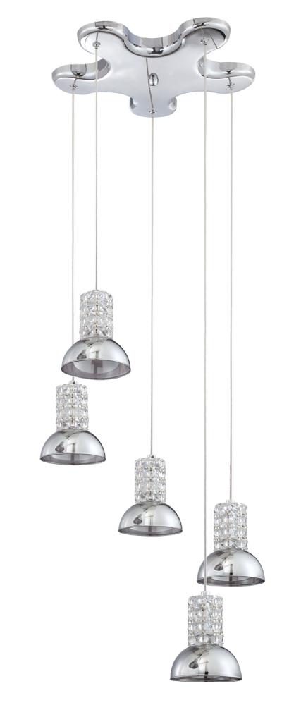 MILLENIUM series 5-Light Chrome Pendant Pan