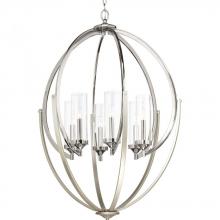 Progress P400026-104 - Evoke Collection Six-Light Polished Nickel Clear Glass Luxe Chandelier Light