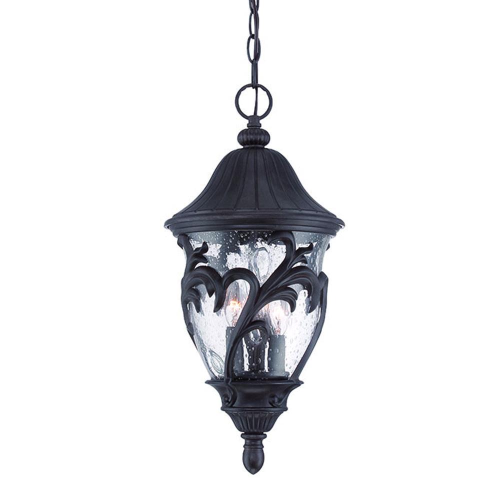 Capri Collection Hanging Lantern 3-Light Outdoor Black Coral Light Fixture