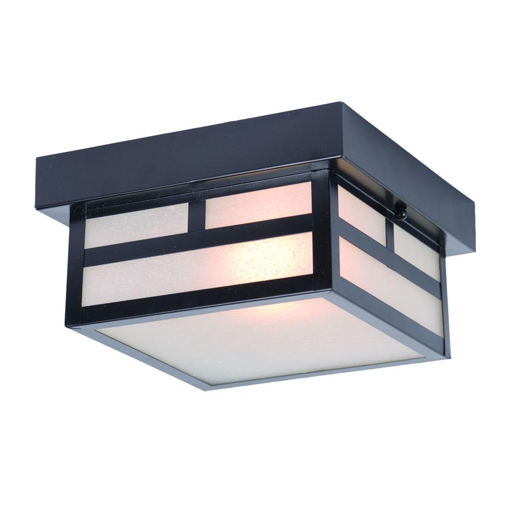 Artisan Collection Ceiling-Mount 1-Light Outdoor Matte Black Light Fixture