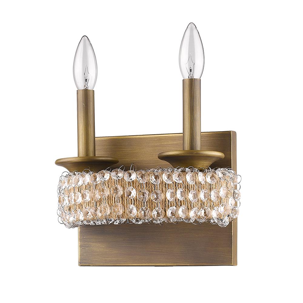 Ava 2-light sconce with beaded K9 crystal choker.