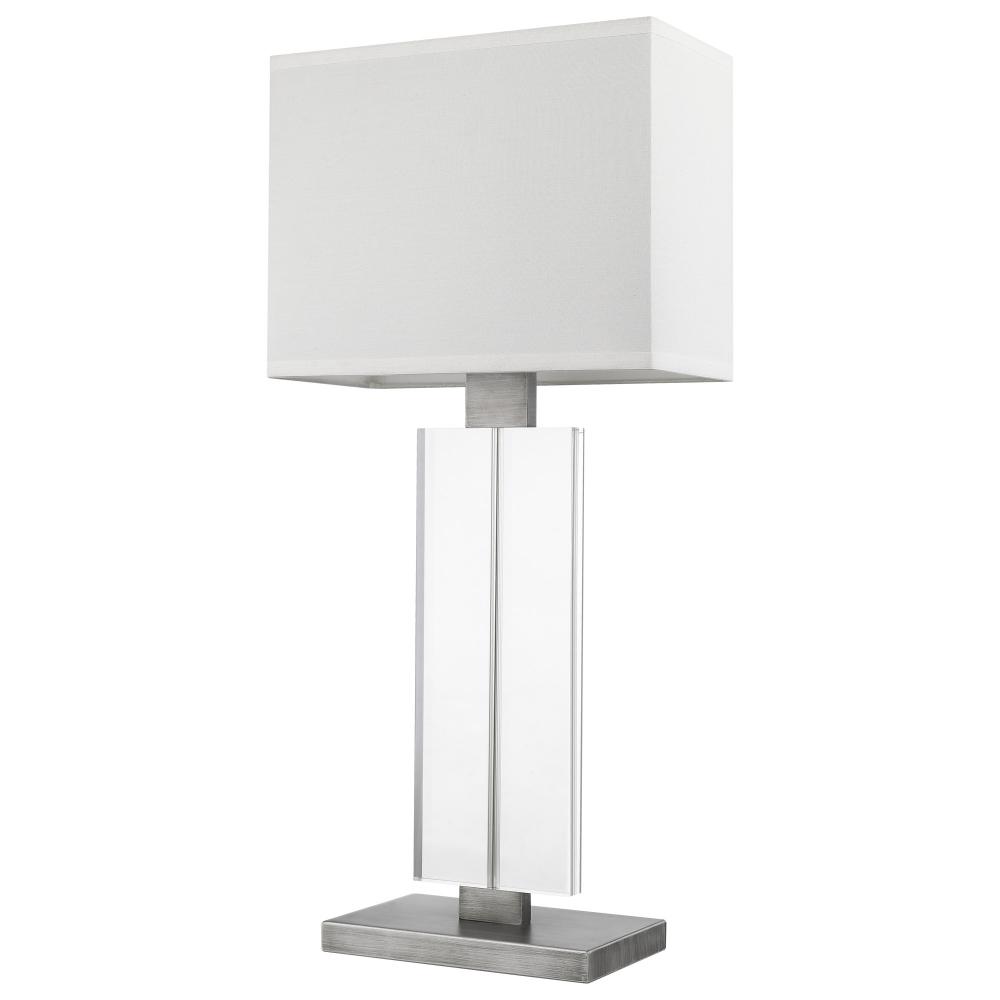 Shine 1-Light Acrylic And Hand Painted Weathered Pewter Table Lamp