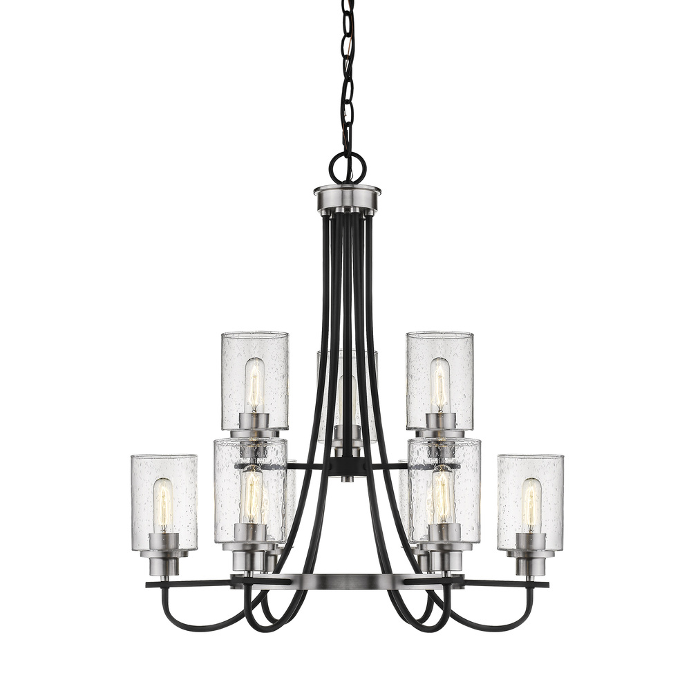 Clifton 9-Light Chandelier Ceiling Light Matte Black/Brushed Nickel