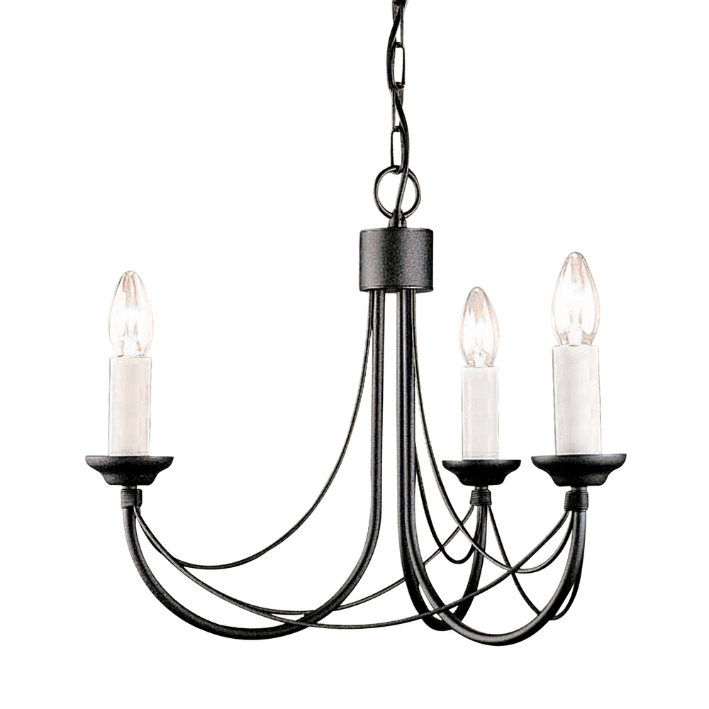 Carisbrooke 3 light mini chandelier in Iron Black