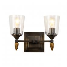 Lucas McKearn BB1022DB-2-F2G - Vetiver 2-Light Dark Bronze With Gold Accents