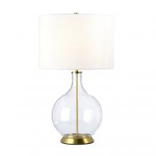 Lucas McKearn ORB-CLEAR-AB-WHT - Orb 1lt Table Lamp - Aged Brass (Complete with White Shade)