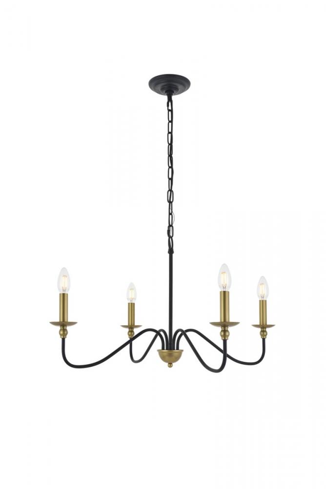 Rohan 4 Light Matte Black and Brass Pendant