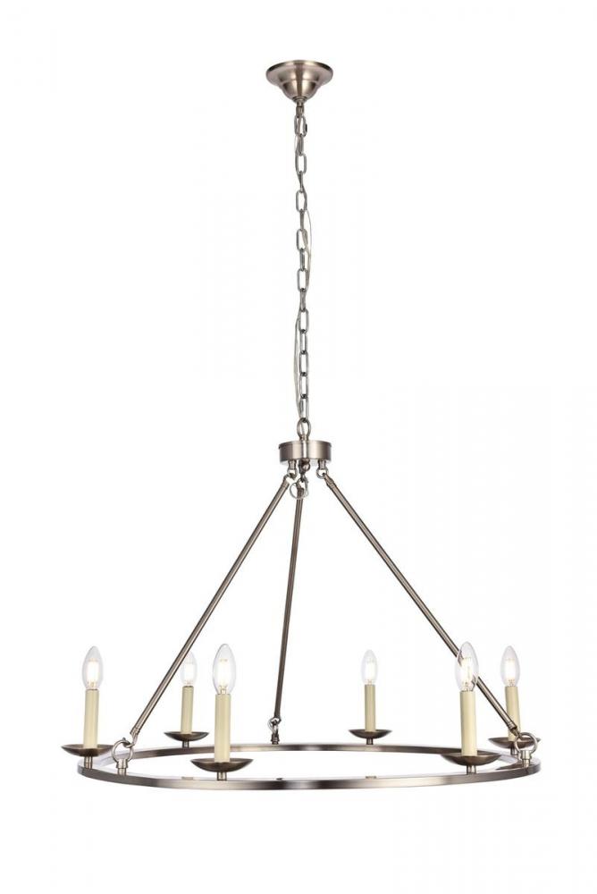 Maine Collection Chandelier D32.4 H23.25 Lt:6 Burnished Nickel Finish