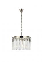 Elegant 1208D16PN/RC - Sydney 3 Light Polished Nickel Pendant Clear Royal Cut Crystal